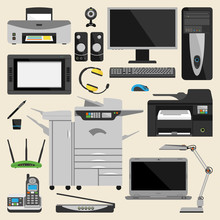Computer office equipment vector