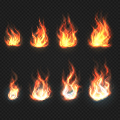 Sticker - Isolated fire flames, power and energy symbols vector set