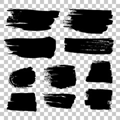 Sticker - Grunge black rough brush strokes vector set