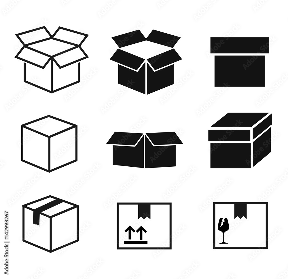 Box Head Icon Box icon set vector Stock Vector | Adobe Stock