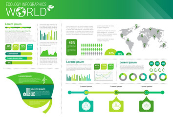 World Environmental Protection Green Energy Ecology Infographics Banner With Copy Space Vector Illustration