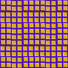 Optical Motion Illusion Seamless Pattern. Yellow Squares Move On Purple Background.