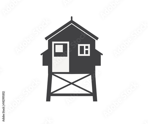 Sea Life Guard Tower Icon Beach Lifeguard House Logo Or Label Template Baywatch Hut Vector Illustration In Outline Design Buy This Stock Vector And Explore Similar Vectors At Adobe Stock