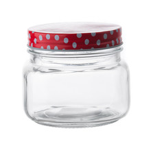 Empty Jar With Red Cap On White Background