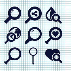 Poster - Set of 9 magnifier filled icons