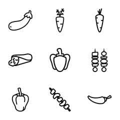 Poster - Set of 9 vegetable outline icons