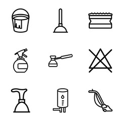 Wall Mural - Set of 9 household outline icons