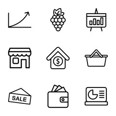 Canvas Print - Set of 9 market outline icons