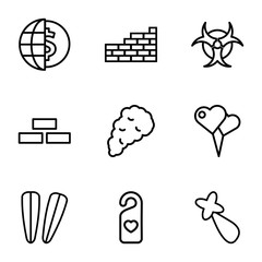 Wall Mural - Set of 9 wallpaper outline icons