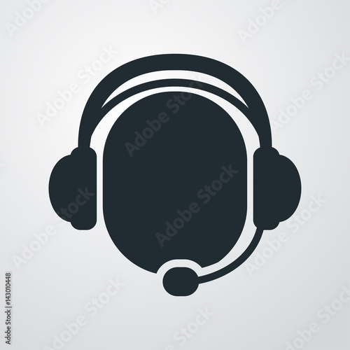 Fotografía Icono plano simbolo operador con auriculares en fondo degradado