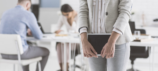 Wall Mural - Unrecognizable Businesswoman Holding Tablet