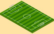 Isometric football green grass field with goalposts