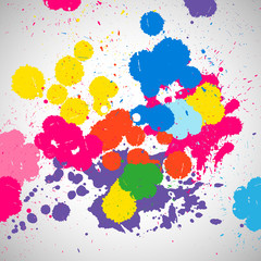 Wall Mural - holi background of color paint splashes, abstract colorful splash paint blots. bright spots and blob