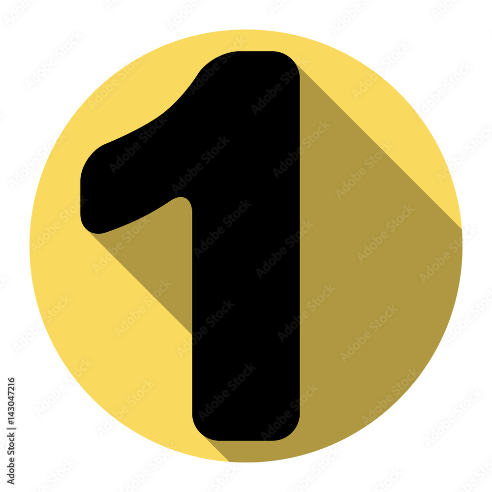 Number 1 sign design template element. Vector. Flat black icon with ...