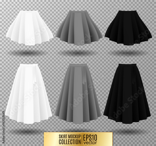 Fotografía Vector illustration of different model skirt on transparent background