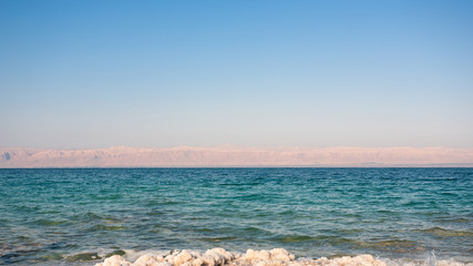 Poster - water surface of Dead Sea in sunny winter day