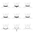 Choker set vector isolated. Necklace with symbol and lace
