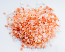 Handful Of Coarse Pink Hymalayan Salt View From Above