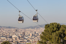 Cable Car Between Coast And Montjuic Hill, Barcelona, Spain