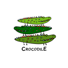 Poster - Crocodiles family, sketch for your design
