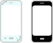 © golubka57 - Two smartphone mobile phone black and blue color pattern with a blank screen