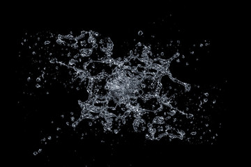  blue water splash set isolated on black background