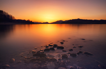 Wall Mural - Sunset on lake Liptovska Mara, Slovakia