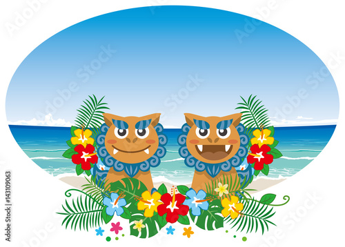 沖縄の守り神シーサーと海のイメージイラスト Buy This Stock Vector And Explore Similar Vectors At Adobe Stock Adobe Stock