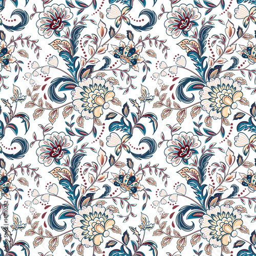 Naklejka dekoracyjna Vintage flowers seamless background in provence style.