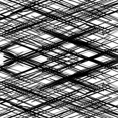 Leinwandbilder - Random edgy abstract illustration with random scattered geometric shapes / lines. Black and white abstract illustration