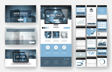 Wall Mural - website design template and interface elements