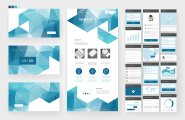 Wall Mural - website design template and interface elements