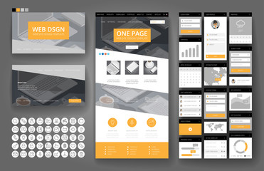 Wall Mural - website design template and interface elements