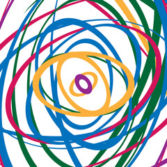 Leinwandbilder - Circular spirally abstract pattern with colorful ellipses. Random circles