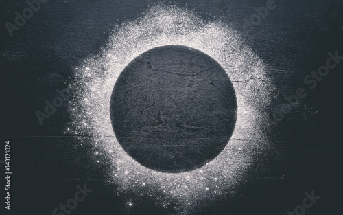 Fotomural flour powder on wooden background