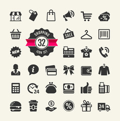 Wall Mural - Shopping Web Icon Collection. Shopping Vector Illustration