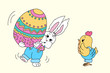  Cute illustration of Easter bunny and chick