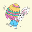 Cute cartoon Easter bunny with egg