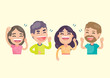 © by213 - Happy group of people having fun and smiling laughing together, Vector character illustration.