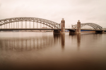 Water landscape with a bridge.