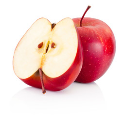 Wall Mural - One and a half red apples isolated white background