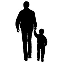 Silhouette Of Happy Family On A White Background