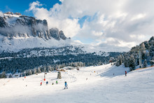 View Of A Ski Resort Area In Dolomites Italy