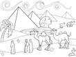 Children coloring vector landscape of Egypt with the pyramids