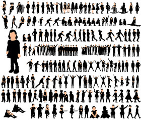Wall Mural - collection of children silhouettes boys and girls set,
