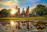 Wat Mahathat Temple in the precinct of Sukhothai Historical Park, a UNESCO world heritage site in Thailand