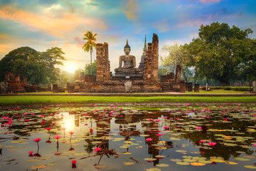 wat mahathat temple in the precinct of sukhothai historical park, a unesco world heritage site in th