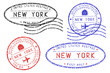 New York mail stamps collection. Faded colored impress