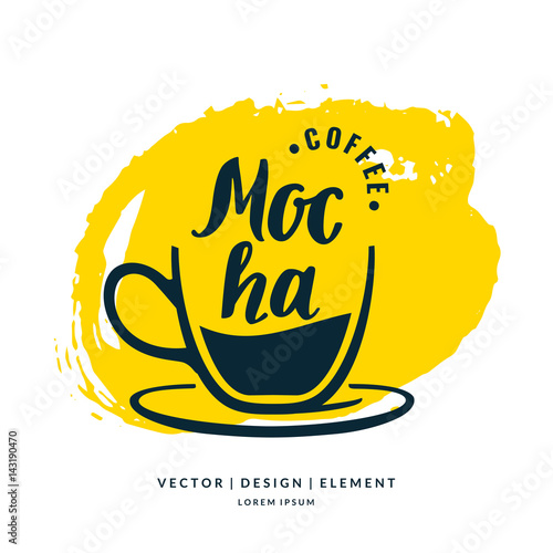 Fotografie, Obraz Modern hand drawn lettering label for coffee drink Mocha.