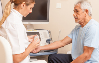 Poster - Female doctor with patient in hospital